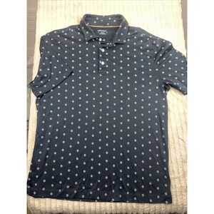 Untuckit Polo Shirt Men's M Blue Floral Print Short Sleeve 100% Pima Cotton NWOT